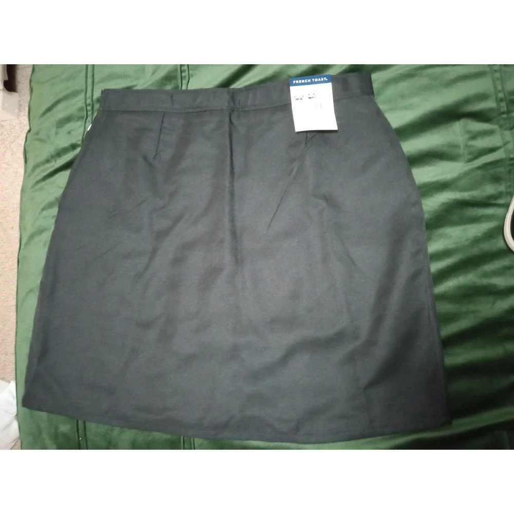 French Toast Girls Black Two-Tab Pleated Scooter Skort Adj.‎ Waist sz 20.5 Plus